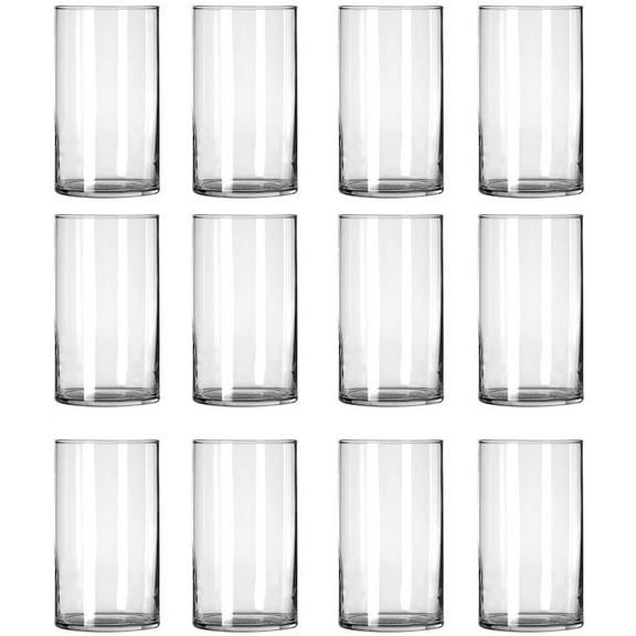 6 Inch Clear Glass Cylinder Vases, Table Flowers Vase, for Wedding Decrations and Formal Dinners (Pack of 12)