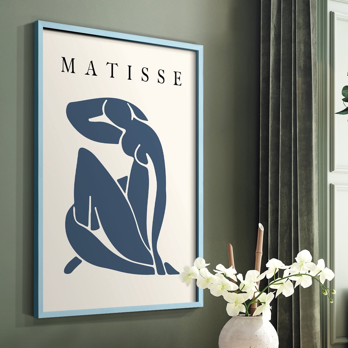 Matisse CCCLXXXI in Blue Solid Wood 8 x 10 Framed Print