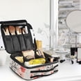 thumbnail image 5 of FORMRS Travel Makeup Bag Large Capacity Train Case Cosmetic Organizer with Adjustable Dividers, Pink Flower, 5 of 8