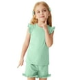 thumbnail image 2 of WOYY Little Girls Summer Outfits Cotton Solid Ruffle Tank Top Shorts Set, Sizes 5-6, 2 of 4