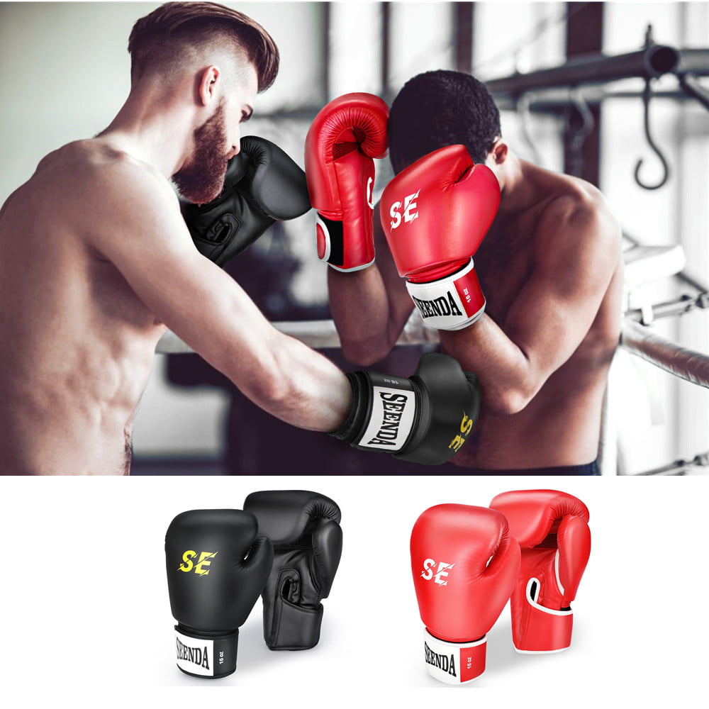 Black// White Stars, 4 Oz Pro Leather Boxing Gloves,MMA,Sparring Punch Bag,Muay Thai Training Gloves