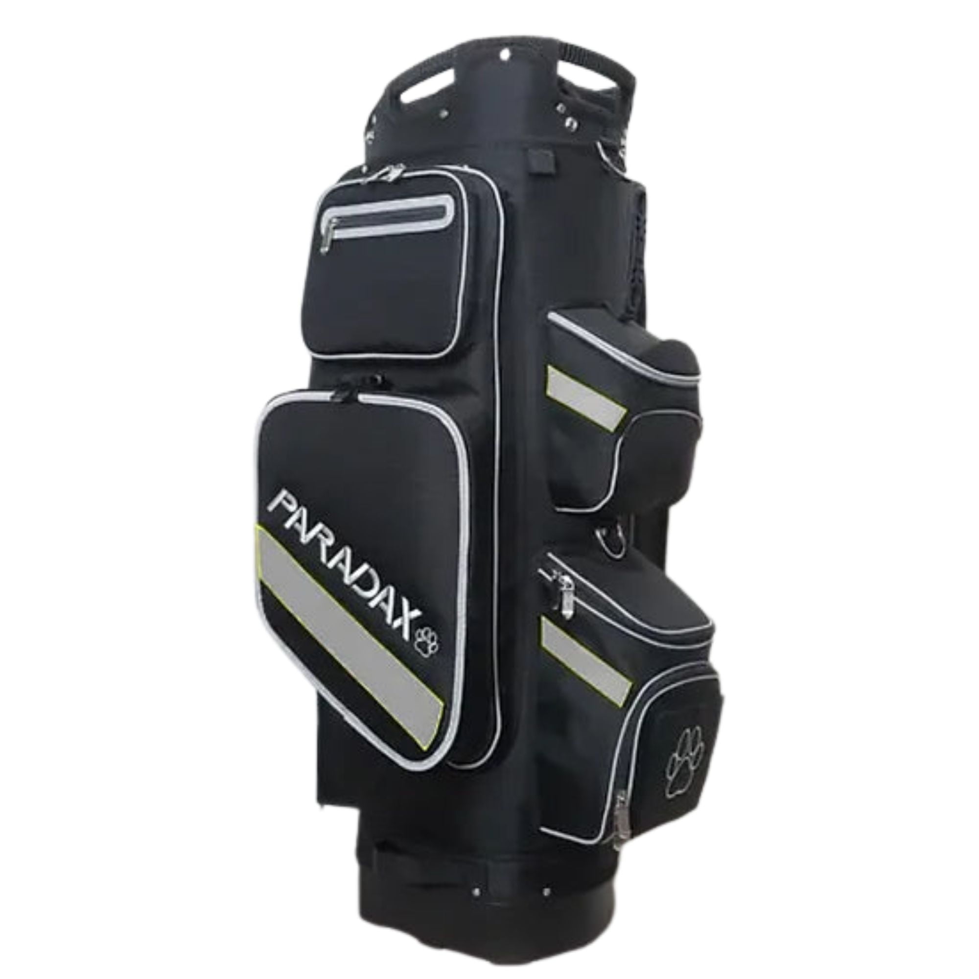 Paradax AI-1 All-In-One Golf Bag with Built-in 3-Wheel Push Cart - Black Bag with Gray Accents