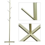 Metal Coat Rack Free Standing 7 Hooks Hall Tree in Corner, Hat Hanger & Coat Racks Stand Entryway Organizer, Bedroom Coat Tree Hanger, Hall Tree for Clothes Jacket Hat Bag Entryway (Gold)