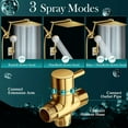 thumbnail image 6 of 12'' Gold Rain Shower Head, High Pressure Rainfall Shower Head with 16 inch Adjustable Extension Arm，Flexible Adjust Height and Angle, 5 Setting Spray Handheld Shower Head, Anti-leak, 6 of 14