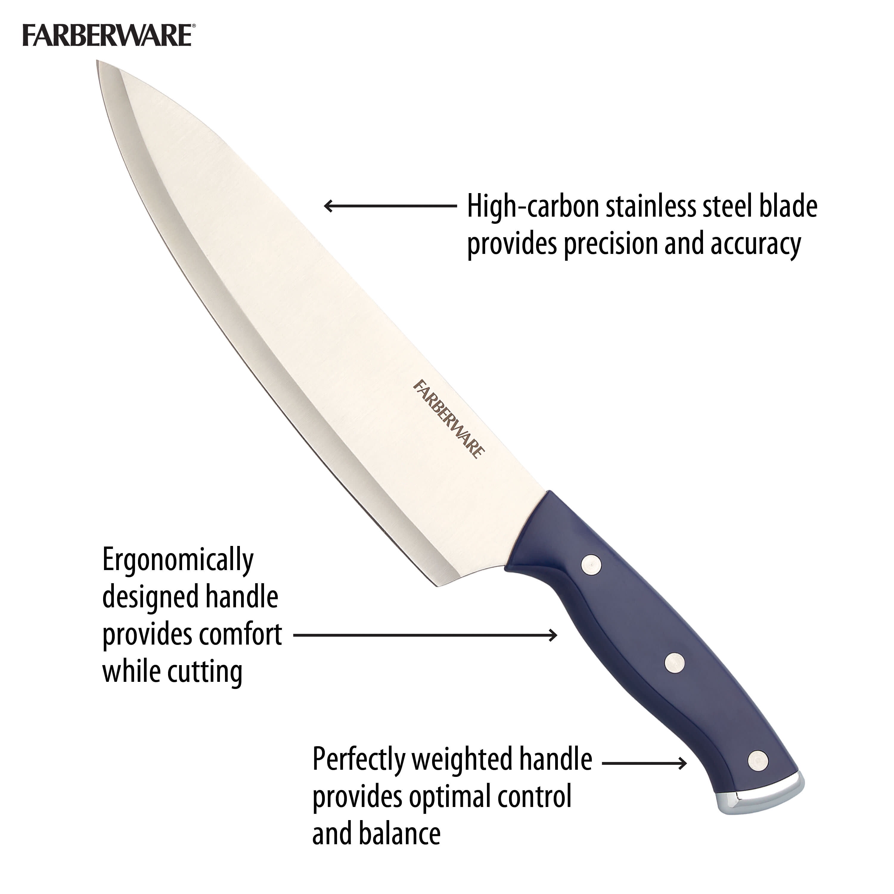 Gourmet Edge Diamond Stainless Steel Nonstick Blade Cutlery Set W/ Knife  Block (7 Piece), 1 - QFC