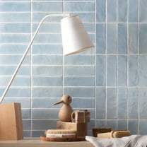 The Tile Life Galileo Cielo Glossy Subway-Look Porcelain Wall Tile, 2 x 6 in, 78-Piece