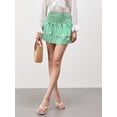 thumbnail image 4 of ZAXARRA Womens Summer High Waist Floral Layered Ruffle Hem Boho Mini Skirt Smocked A Line Pleated Beach Short Skirt, 4 of 8