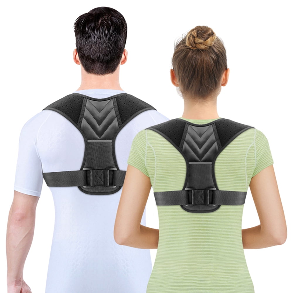 YAHHU Posture Corrector for Men and Women Adjustable Upper Back Brace Invisible Under Clothes, Black L