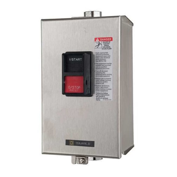 Manual Motor Starter, NEMA M-0, 3 P, 3 Phase, Push Button, 18 A