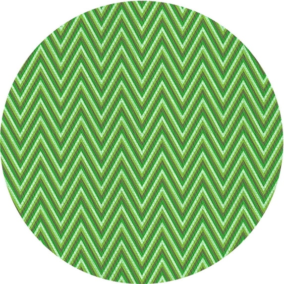 Ahgly Company Machine Washable Indoor Round Transitional Dark Lime Green Area Rugs, 5' Round