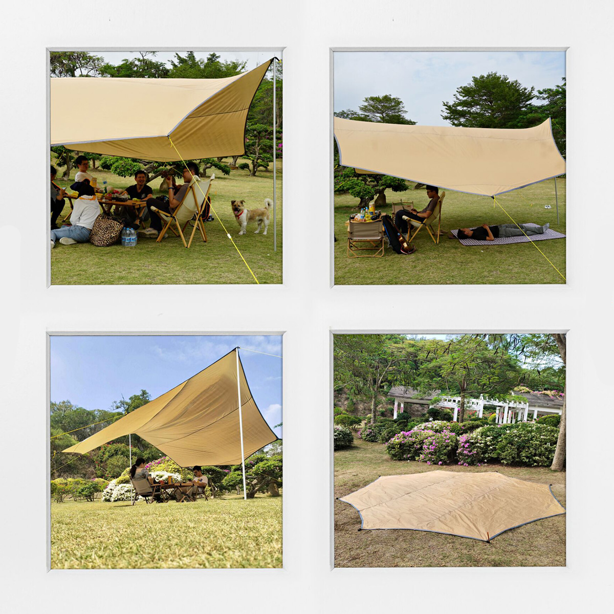 Ultralight Waterproof Tarp Tent Shade – 3x3m / 4x3m / 5x3m – Green Sunshade For Camping/Hammock