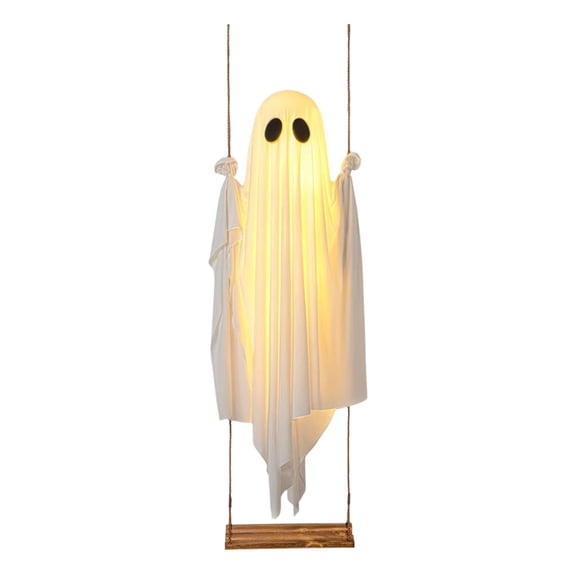 Giant Hanging Ghost Halloween Decoration with LED Lights & Remote, Adjustable 6–16ft Outdoor Floating Spirit for Yard, Porch & Trees