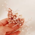 thumbnail image 4 of MIALLO Elegant Pink Floral Hair Comb, Golden Metal Leaf Bridal Hair Accessory for Garden Party & Daily Wear, 4 of 8