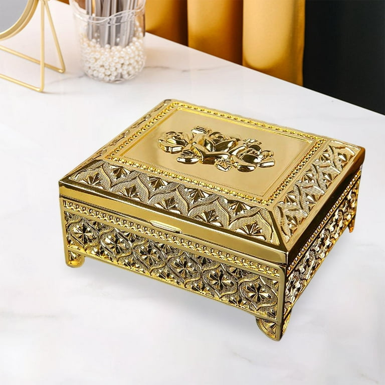 Trinket Box Engraved Rectangle Jewelry Box ,12.5x10.5x5.5cm