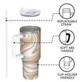 thumbnail image 4 of 40oz Tumbler with Handle and Straw, Vacuum Insulated Stainless Steel Travel Mug, Fits Car Cup Holder, Liquid & Marble Print, 4 of 6