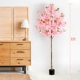 thumbnail image 4 of 6FT Artificial Cherry Blossom Tree, Fake Pink Sakura Faux Silk Plant in Pot, Lifelike Decorative Tree for Indoor Home Office Wedding Party Outdoor Decor, No Maintenance, 4 of 11