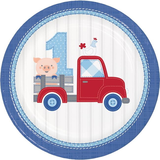 Creative Converting Farmhouse Birthday Paper Plates - 1st Boy, 8 ct