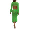 thumbnail image 4 of Arvbitana Womens Cover Up Dress Summer Slim Bikini Coverup Dress Long Sleeve V Neck Hollow Out Beachwear Beachdress Coverups, 4 of 5