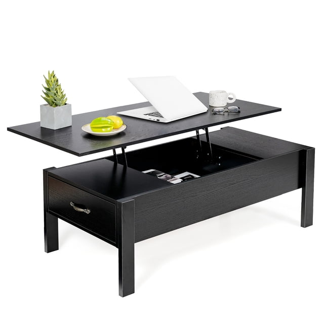 Costway 47 "Ascenseur Table Basse Moderne W / Compartiment Caché et Tiroirs pour Salon