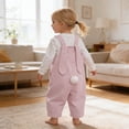 thumbnail image 5 of Bmisegm Toddler Jumpsuit Baby Girls' Cute Bunny Ear Overalls Soft with Big Pockets Long Sleeve Piece Outfit Baby Girl Romper 1-3 Years Pink,2-3 Years, 5 of 5