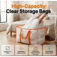 thumbnail image 3 of 4 Pack Large Heavy-Duty Thick Plastic Clear Storage Bag for Clothes, Stackable Bin with Zipper Lid Handles, Ideal for Moving Dorm Closet Organization Home Supplies (Orange,17.32" x 13.39" x 9.84"), 3 of 8