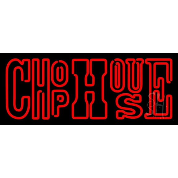 Horizontal Red Chophouse LED Neon Sign 10 x 24 - inches, Clear Edge Cut Acrylic Backing, with Dimmer - Bright and Premium built indoor LED Neon Sign for restaurant window and interior decor.