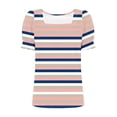 thumbnail image 6 of Levmjia Women's Striped Short Sleeve T Shirt Square Neck Casual Summer Top with Flounce Sleeves Vintage Aesthetic Basic Tee for Ladies, 6 of 7