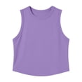 thumbnail image 6 of Gamivast Crop Tops for Women Sleeveless Crew Neck Casual Flowy Muscle Tanks Summer Workout Athletic Shirts Lightweight Loose Fit Comfortable Active Basic Loungewear Purple L, 6 of 7