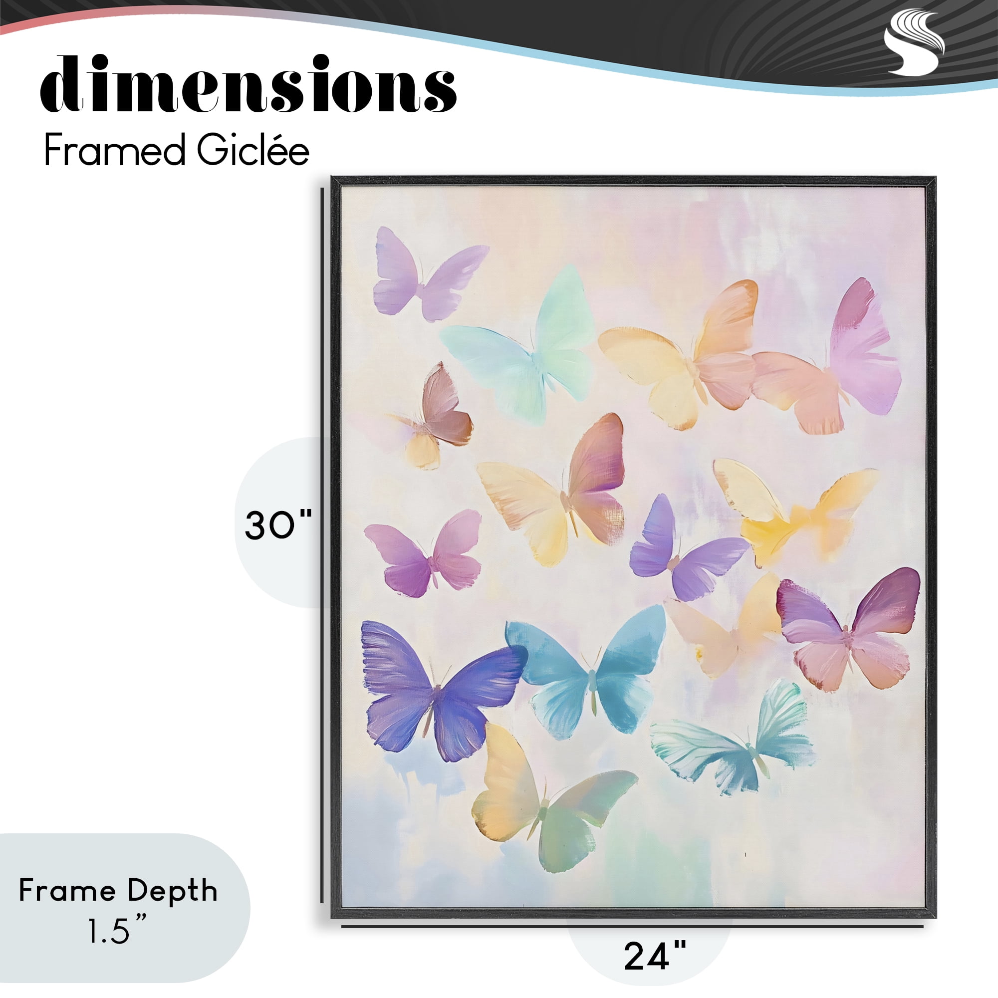 Stupell Industries Pastel Butterfly Dreams Black Framed Giclee Art, design by The Prints Vibe