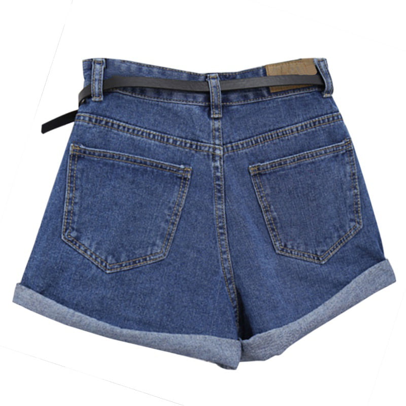 Women's Juniors Vintage Denim High Waisted Folded Hem Jeans Shorts -  Walmart.com