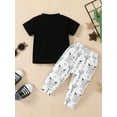 thumbnail image 3 of Bagilaanoe 2pcs Newborn Baby Boys Long Pants Set Short Sleeve Letter Print T Shirt Tops + Flare Trousers 3M 6M 12M 18M 24M Infant Casual Outfits, 3 of 9
