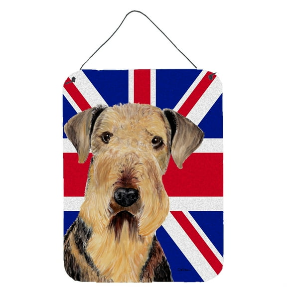 Airedale with English Union Jack British Flag Wall or Door Hanging Prints