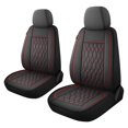 thumbnail image 1 of Fundas para asientos de coche CAROMOP, piel sintética, 2 partes delanteras, negras y rojas, 1 of 8