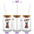 thumbnail image 2 of Happy Thanksgiving Scottish Terrier with Turkey Pumpkins Autumn Vibes 16oz Glass Cup Mug Scottie Dog Lover Gifts Glass Can with Bamboo Lid and Straw - 12018, 2 of 5