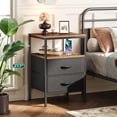 thumbnail image 2 of Night Stand with Charger Station, 27.7 Inch Tall Nightstand, Bed Side Table with 2 Fabric Drawers, Fabric Drawer Dresser for Bedroom, Living Room,, 2 of 16