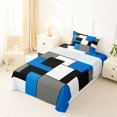 thumbnail image 3 of Castle Fairy Mid Century Geometric Panel Twin Sheets 3pcs,Minimalism Solid Block Bedding,Blue Gray Black,1 Flat Sheet, 1 Fitted Sheet and 1 Pillowcase, 3 of 7