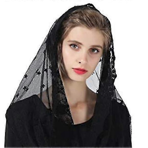 Floral Lace Veils Head Covering Latin Mass Mantilla Veils Short Scarf For Bridal Women