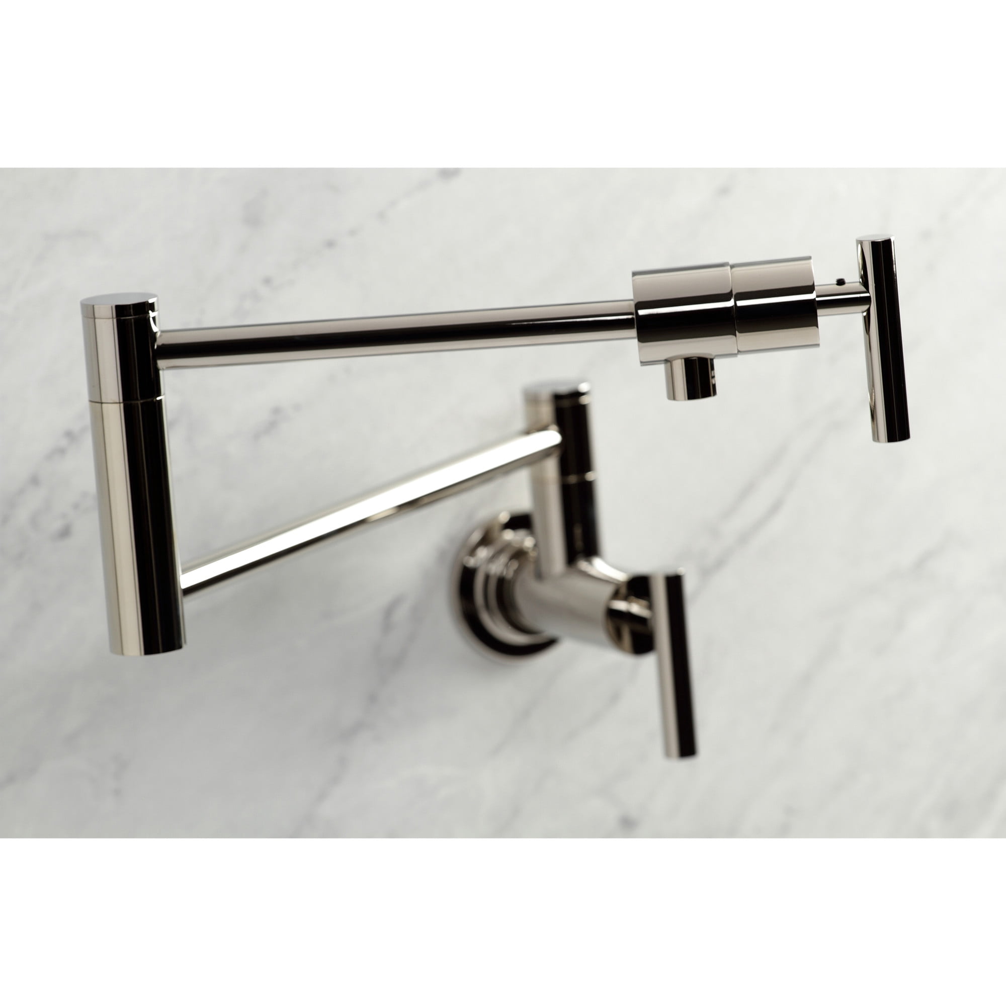 Kingston Brass KS4106CML Manhattan Two-Handle 1-Hole Wall Mount Pot Filler Faucet in Polished Nickel