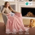 thumbnail image 4 of ROSEKIND Striped Blanket, Premium Faux Fur Touch Ribbed Throw for Sofa and Bed, Cozy Gift for Adults and Friends, 80''x90'',Blush Pink, 4 of 7