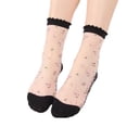 thumbnail image 1 of PMVFHDE Women's Spring Summer Leisure Transparent Solid Color Floral Stockings Soft Short Long White Socks, 1 of 7