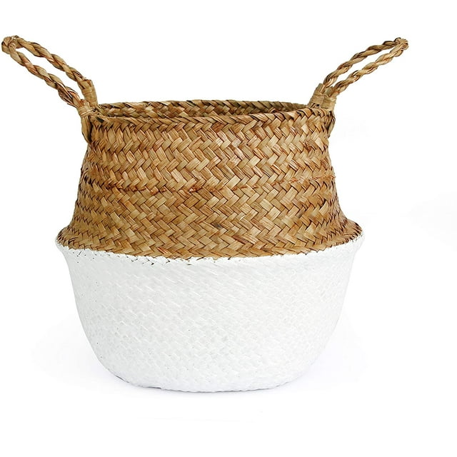 Panier en Herbe de Mer Tressée pour Linge Pique-Niques