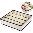 thumbnail image 1 of Organizadores de armario plegables de 24 compartimentos, divisores de cajones plegables, cajas de almacenamiento para ropa interior, sujetadores y calcetines (beige), 1 of 5