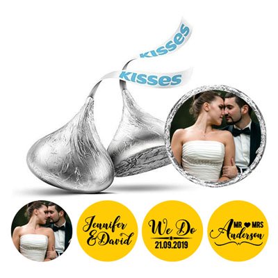 Darling Souvenir Custom Photo Wedding Stickers Candy Chocolate Labels 190 Pcs-Yellow