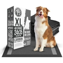 Bulldogology Carbon Black Puppy Pee Pads with Adhesive Sticky Tape - Extra Large Charcoal Housebreaking Dog Training Wee Pads (24x35) 6 Layers with Extra Quick-Dry Bullsorbent Polymer (40-Count)