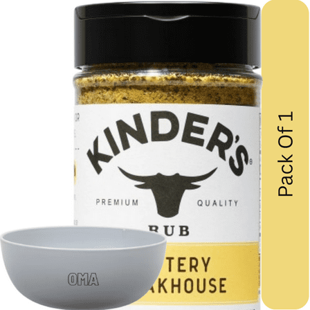 Kinder's Buttery Steakhouse Seasoning, 9.5 oz. With White Bowl By OMA