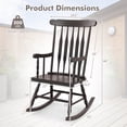 thumbnail image 3 of Costway Solid Wood Rocking Chair Porch Rocker Indoor Outdoor Seat Glossy Finish Coffee, 3 of 7