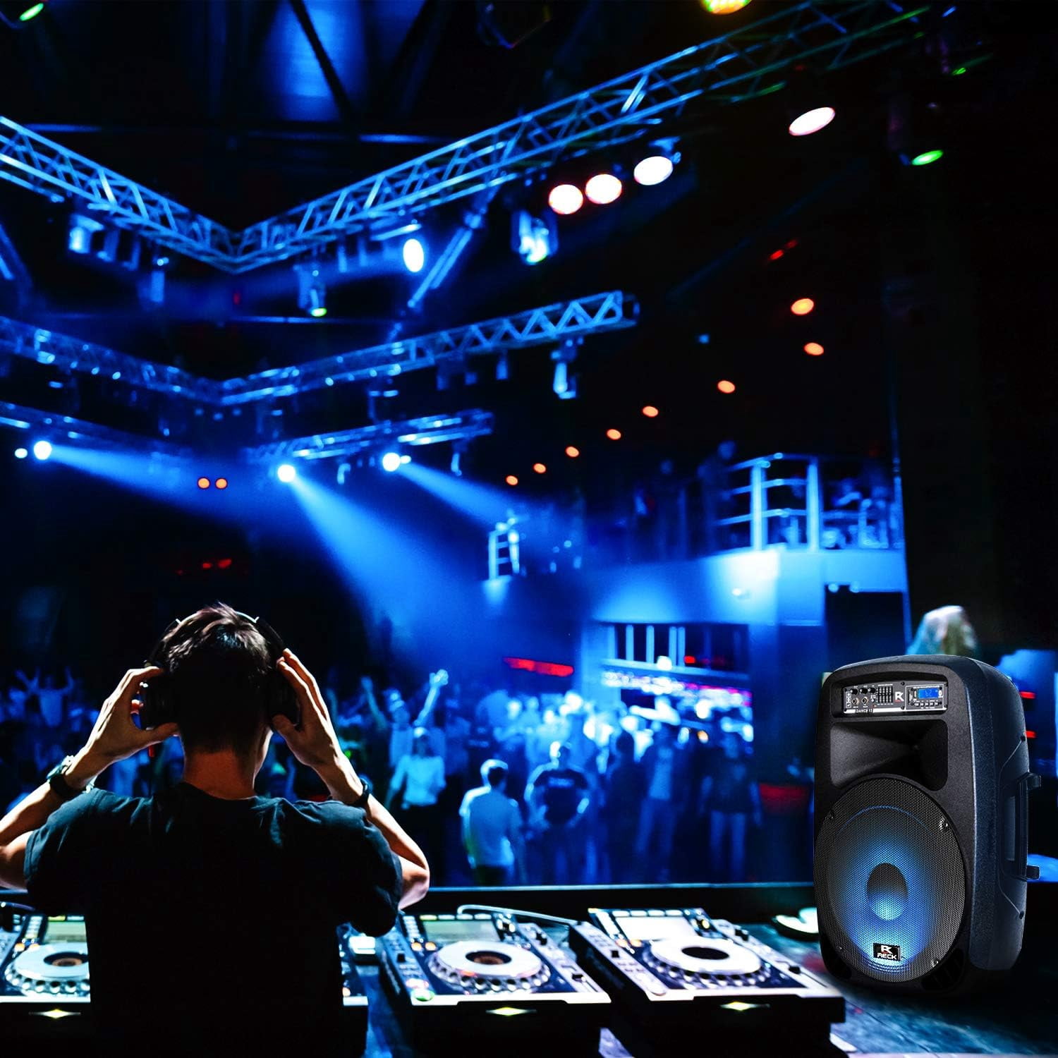 PRORECK Portable 12-Inch 1000 Watts DANCE 12 Powered PA Speaker System Combo Set for Party DJ Wedding Meeting