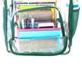 thumbnail image 2 of Heavy Duty Clear Backpack Durable See Through Student Transparent School Bookbag Deluxe High Quality Travel Daypack Green, 2 of 10