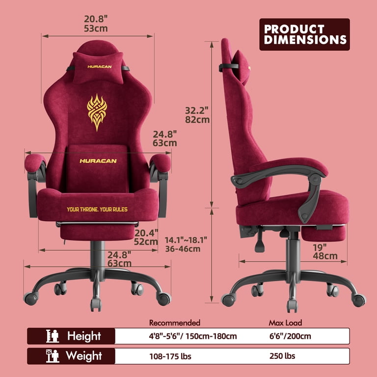 Soontrans Red Gaming Chair with Massage Lumbar Support photo 6