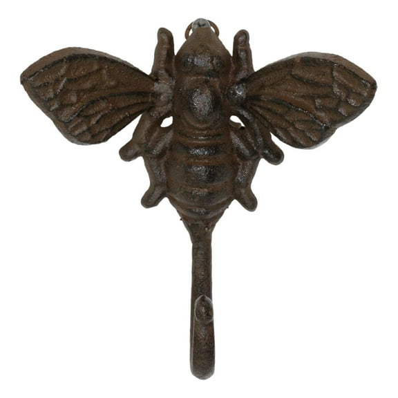 Set Of 2 Rustic Cast Iron Cottage Busy Bumblebee Insect Bee Wall Hooks Organizer